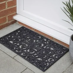 Esschert Design Deurmat Rubber - zwart - klassiek - 60 x 40 cm