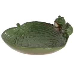 Esschert Design Vogelbad/voederschaal - blad - steen - ca. D23 cm