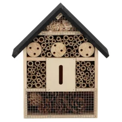 Esschert insectenhotel - hout - zwart/naturel - 24.5x9.5x29 cm