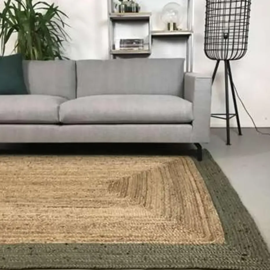 Eva Interieur Vloerkleed Jute - Naturel/Groen - 190x290