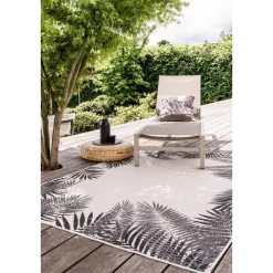 Eva Interior Buitenkleed Zwart Leaf - 200 x 200 cm