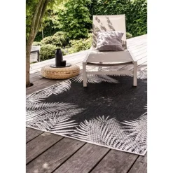 Eva Interior Buitenkleed Zwart Leaf - 200 x 200 cm
