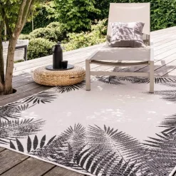 Eva Interior Buitenkleed Zwart Leaf - 200 x 200 cm