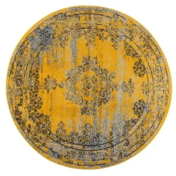EVA Interior rond vintage Vloerkleed Bloom geel - 100 x 100 cm
