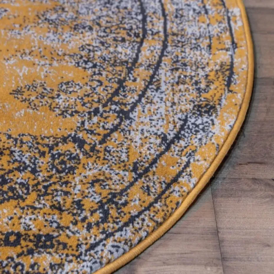 EVA Interior rond vintage Vloerkleed Bloom geel - 100 x 100 cm