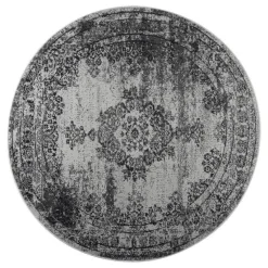EVA Interior rond vintage Vloerkleed Bloom Grijs - 100 x 100 cm