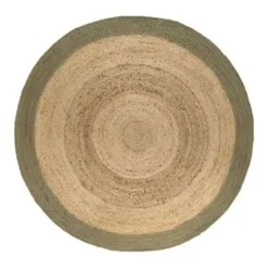 EVA Interior Vloerkleed Jute Rond - Naturel/Groen - 160 Ø
