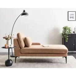 EWRON - Chaise longue - Zandbeige - Linkszijdig - Bouclé