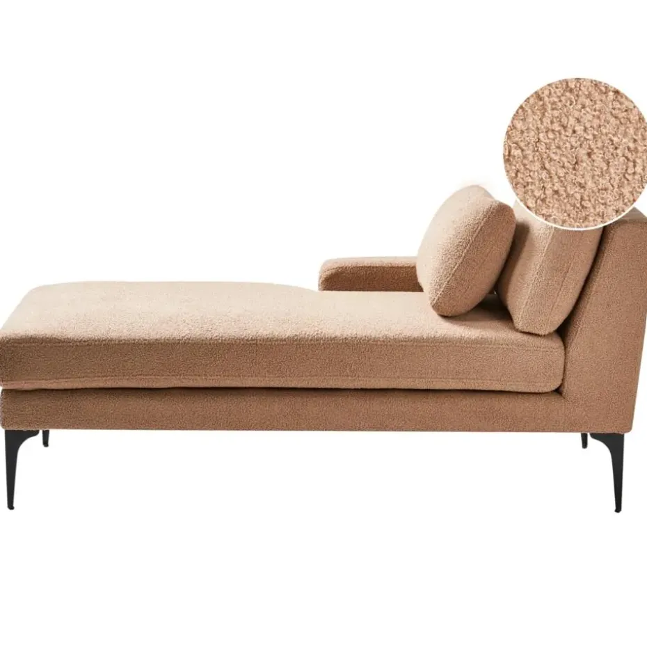 EWRON - Chaise longue - Zandbeige - Rechtszijdig - Bouclé