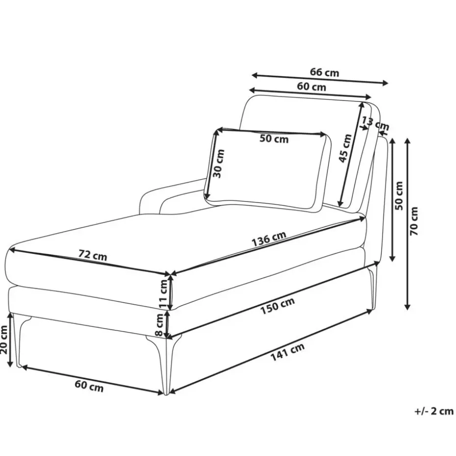 EWRON - Chaise longue - Zandbeige - Rechtszijdig - Bouclé