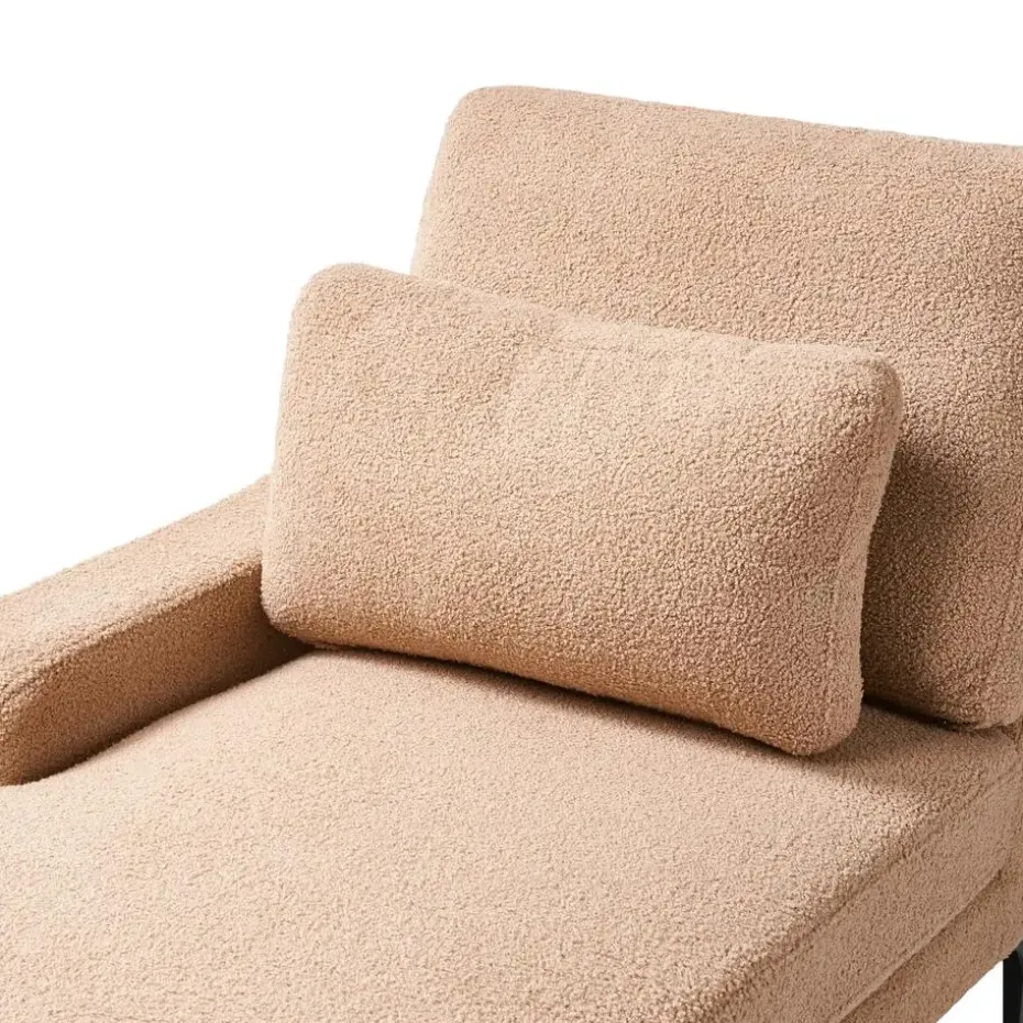 EWRON - Chaise longue - Zandbeige - Rechtszijdig - Bouclé