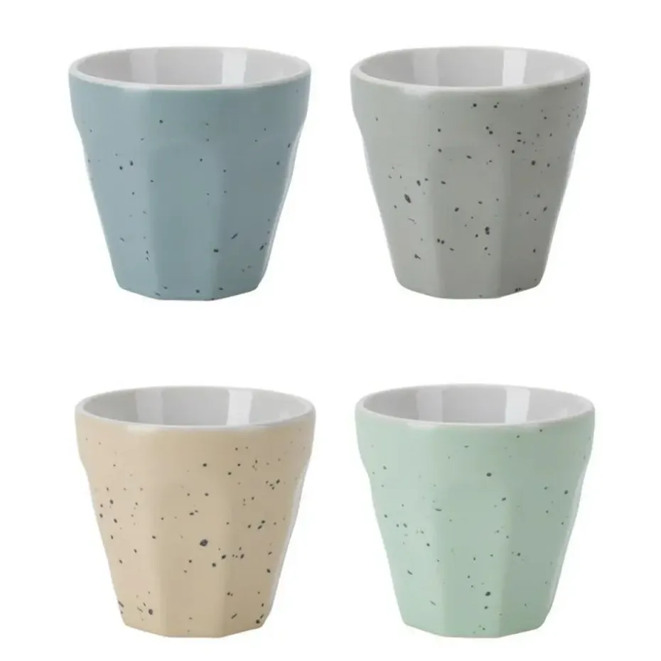 Excellent Houseware Koffiekop - 4x - porselein - 90 ml - gekleurd