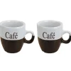 Excellent Houseware Koffiemok - 2x - bruin - keramiek - 150 ml