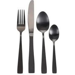 Excellent Houseware tafel bestek - 16x delig - mat zwart - rvs