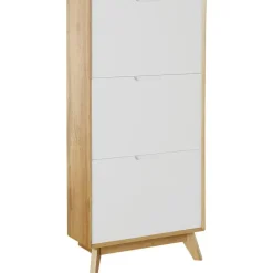 Ezra - Schoenenkast met 3 kleppen in eiken / witte spaanplaat