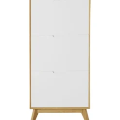 Ezra - Schoenenkast met 3 kleppen in eiken / witte spaanplaat