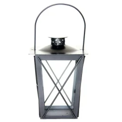 Fancy Flames Lantaarn - zilverkleurig - metaal - 20 x 12 cm