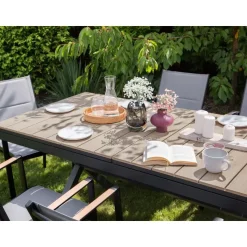 FANES - Eettafel uitschuifbaar - Grijs - 184/244 x 90 - Aluminium