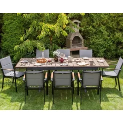 FANES - Eettafel uitschuifbaar - Grijs - 184/244 x 90 - Aluminium