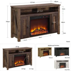 Farmington - Open haard met 2 zwarte spaanplaatdeuren