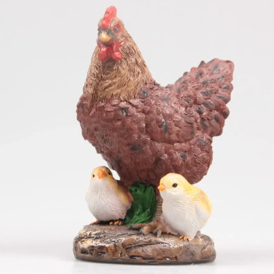 Farmwood Kip tuin beeldje - binnen/buiten - 15 x 10 x 20 cm
