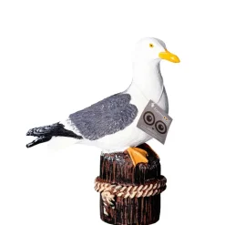 Farmwood Meeuw op 1 paal - vogel tuin beeldje - buiten - 18x8x20cm