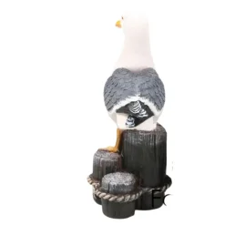 Farmwood Meeuw op 3 palen vogel tuin beeldje - buiten - 18x8x20cm