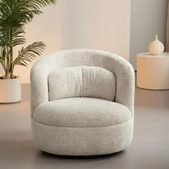 Fauteuil Crème Stof/Staal - Draaibaar - 85x84x76cm - Britt