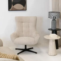 Fauteuil Stof Beige - Draaibaar - Zitdiepte 53cm - 53x53x99cm
