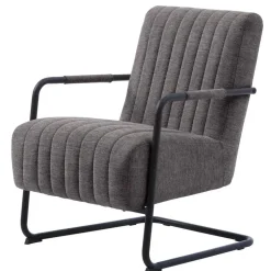 Fauteuil Stof/Metaal Donkergrijs - Incl. Armleuning - Trout