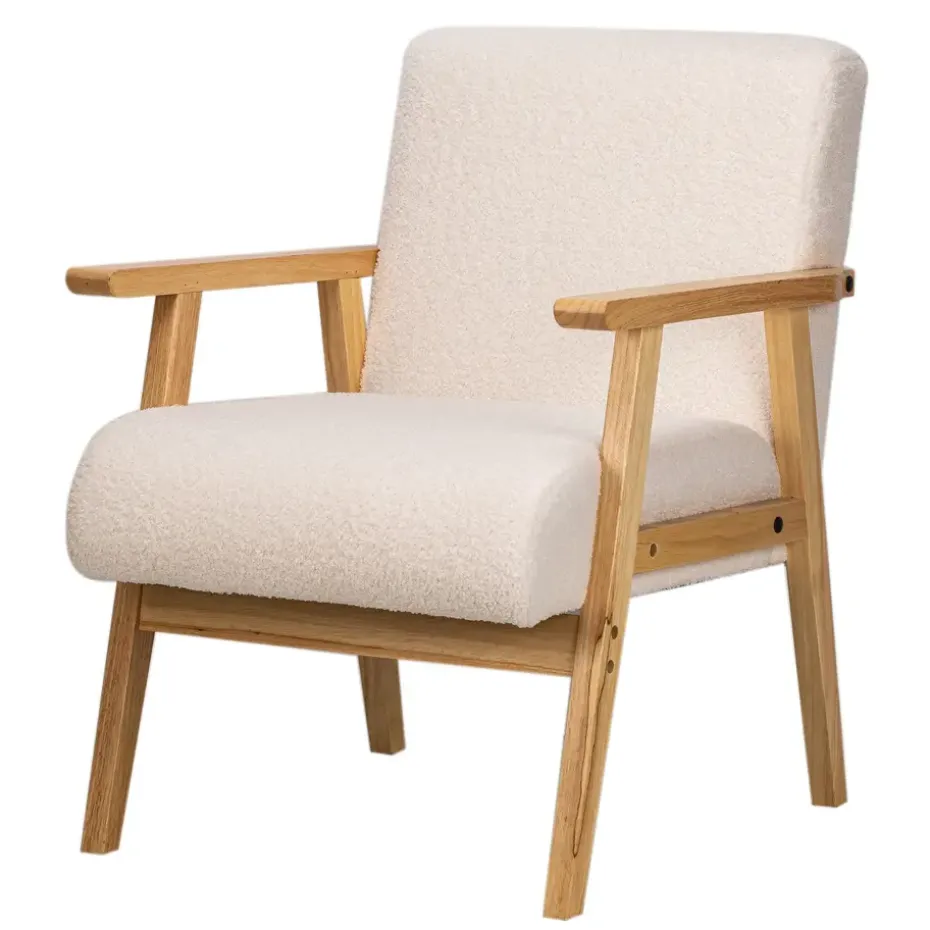 Fauteuil van massief hout en witte lussen
