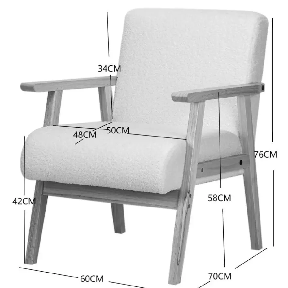 Fauteuil van massief hout en witte lussen