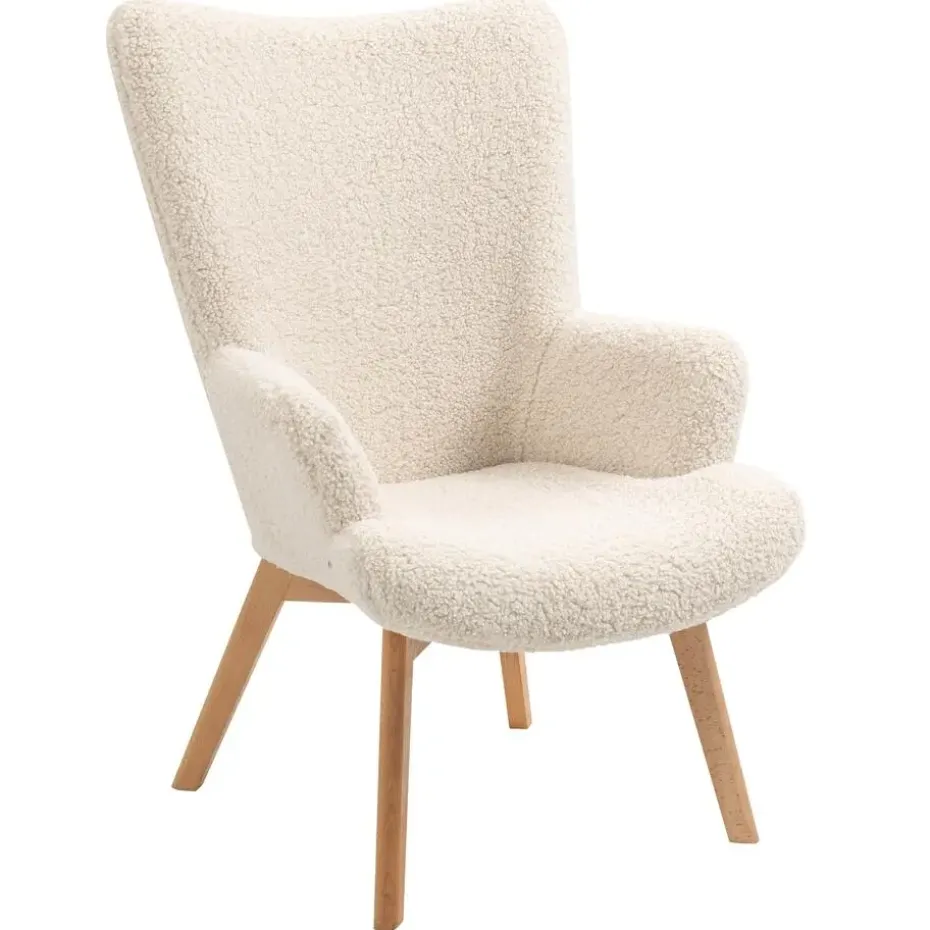Fauteuil van massief hout en witte lussen