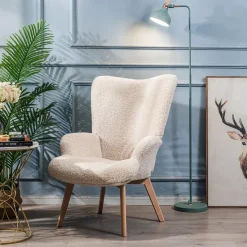 Fauteuil van massief hout en witte lussen