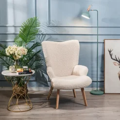 Fauteuil van massief hout en witte lussen