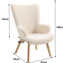 Fauteuil van massief hout en witte lussen