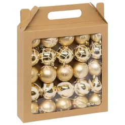 Feeric Christmas gedecoreerde kerstballen -25x - 6cm - goud