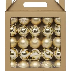 Feeric Christmas gedecoreerde kerstballen -25x - 6cm - goud