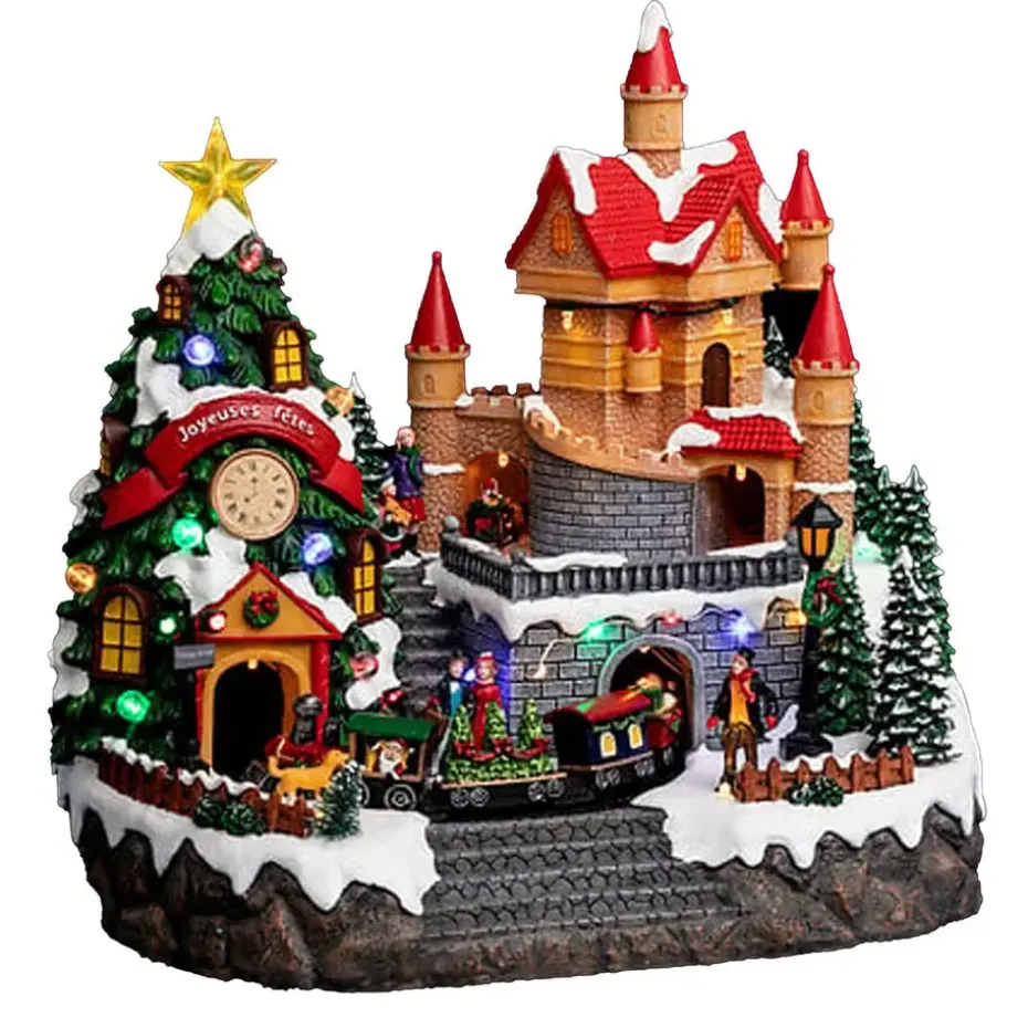 Feeric Christmas Kerstdorp landhuis kerstman - 31 x 32,5 x 24 cm
