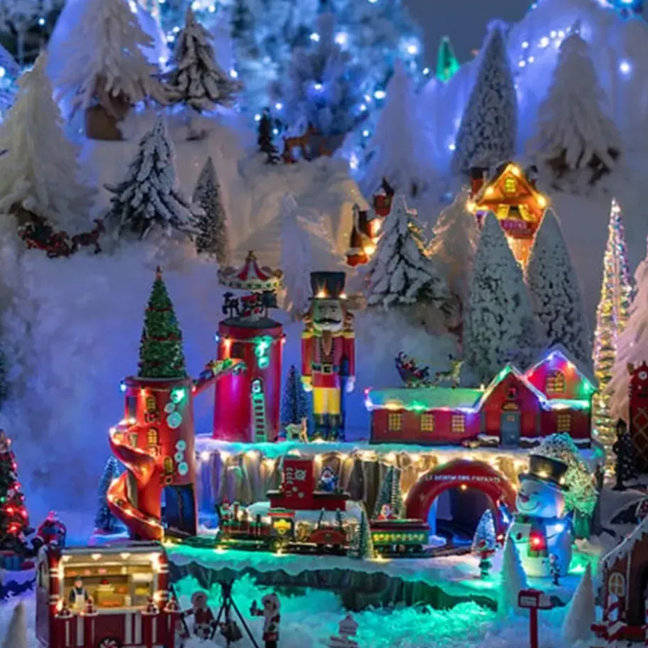 Feeric Christmas Kerstdorp kerstmarkt -licht, beweging, muziek