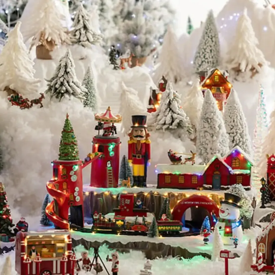 Feeric Christmas Kerstdorp kerstmarkt -licht, beweging, muziek