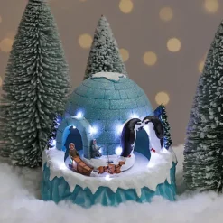 Feeric Christmas Kerstdorp iglo -muziek en licht -19 x 17 x 21 cm