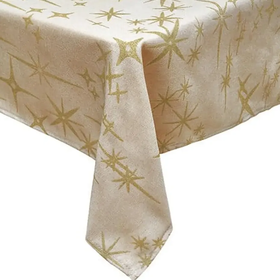 Feeric Christmas Tafelkleed - beige - sterren - 140 x 360 cm