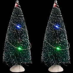 Feeric Christmas 2x decoratie kerstboompjes - 15 cm - 20 LEDs