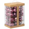 Feeric Kerstballen - 60x st - 4, 6, 7 en 8 cm - roze - kunststof