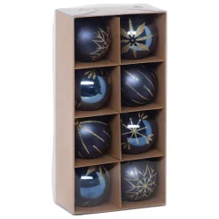 Feeric lights and christmas kunststof kerstballen- 8x- 8cm -blauw