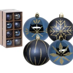 Feeric lights and christmas kunststof kerstballen- 8x- 8cm -blauw