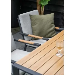 Felini tafel - 160x84 cm - carbon black - light teaklook