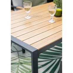 Felini tafel - 160x84 cm - carbon black - light teaklook