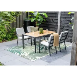 Felini tafel - 160x84 cm - carbon black - light teaklook